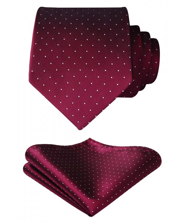 HISDERN Handkerchief Wedding Necktie Burgundy