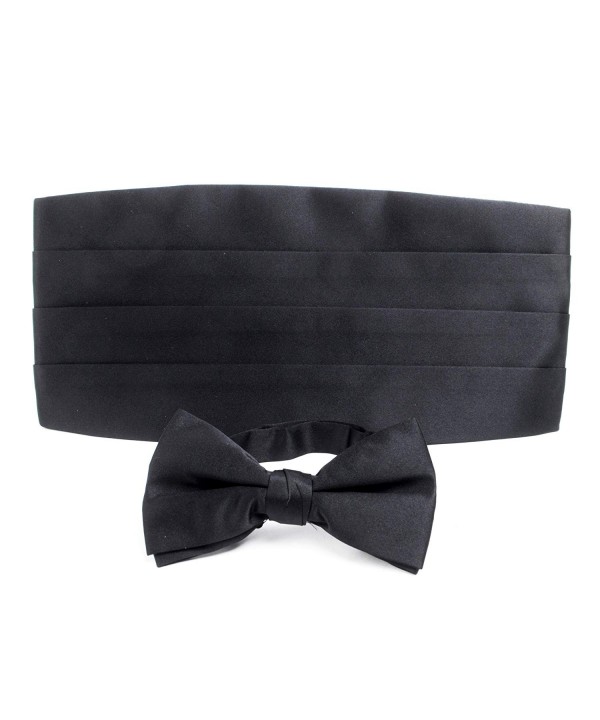 Mens Satin Bowtie Cummerbund Black