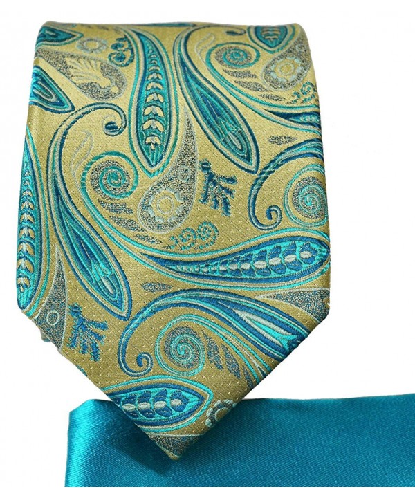 Gold Turquoise 7 fold Pocket Square