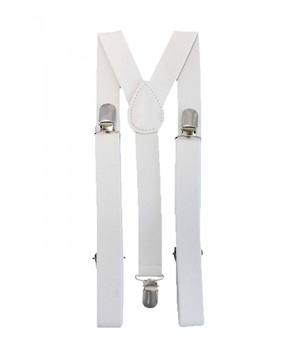 White Stretchy Adjustable Braces Suspenders