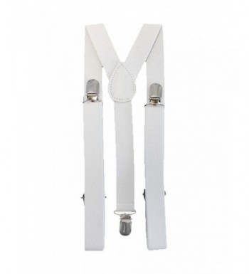 White Stretchy Adjustable Braces Suspenders