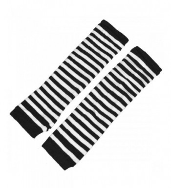 Stripe Pattern Thumbhole Fingerless Warmers