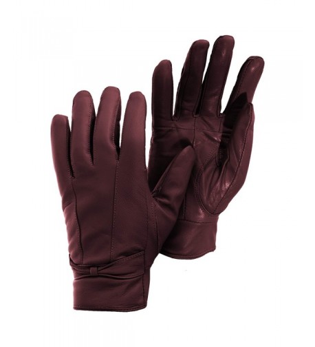 Womens Ladies Leather Gloves Burgundy