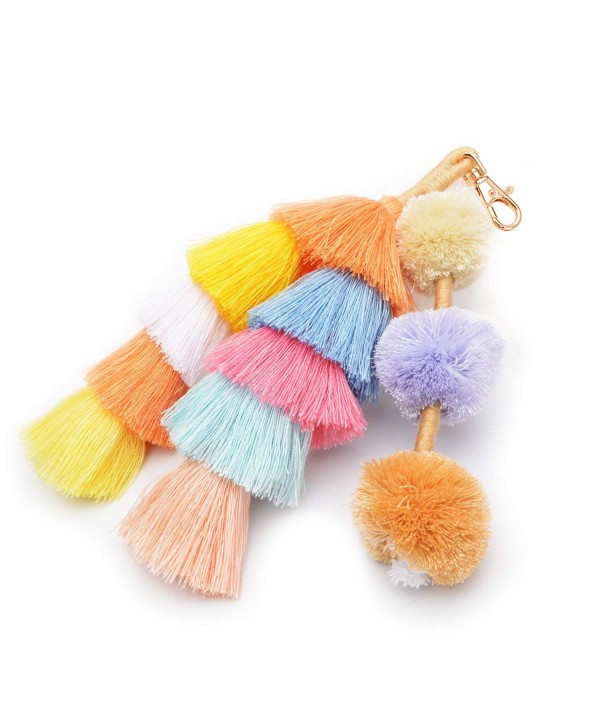 Leather Tassels Keychain Circle Hanging