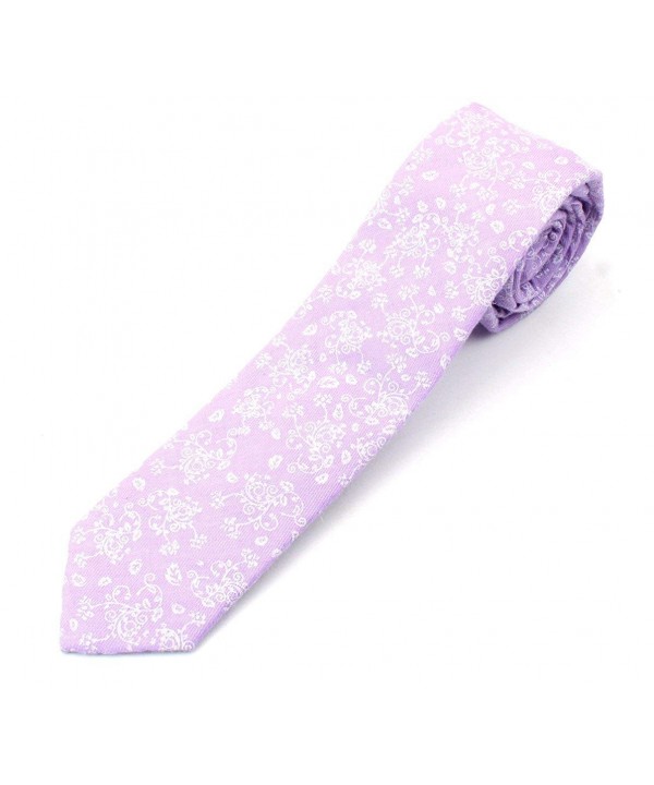 Cotton Skinny Necktie Flower Pattern