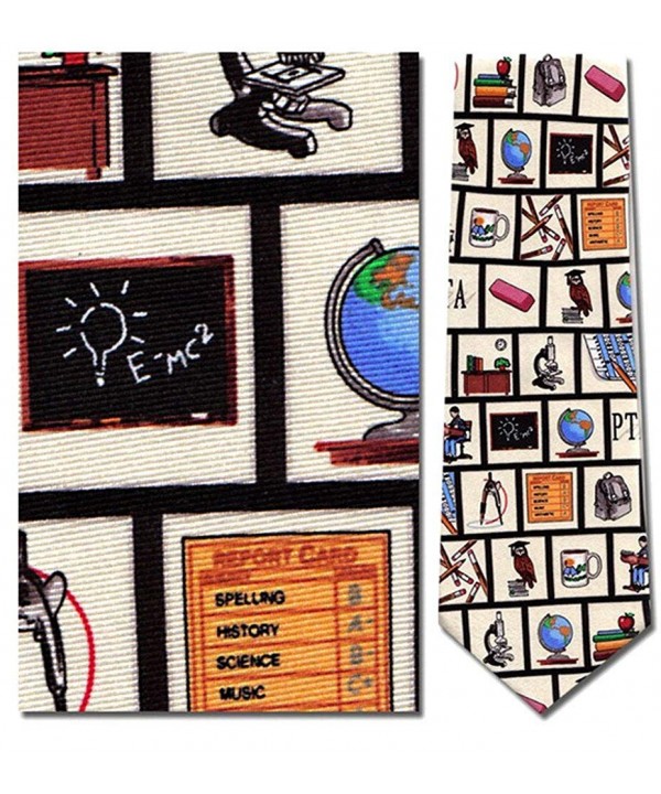 Beige Teacher Tools Theme Necktie