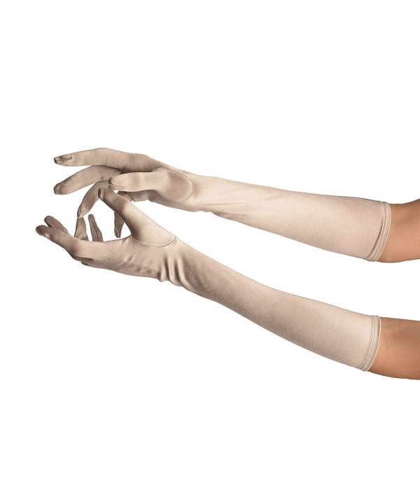 Silver Stretchy Satin Wedding Gloves