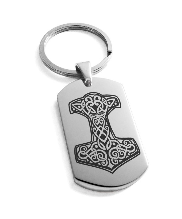 Stainless Mjolnir Engraved Keychain Keyring