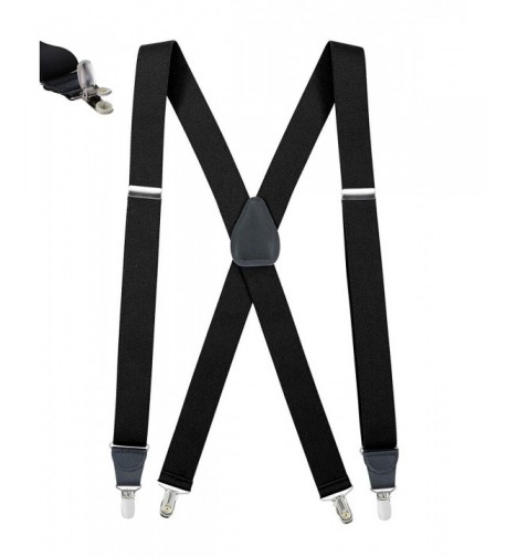 Elastic Suspenders Leather Trim Black Regular