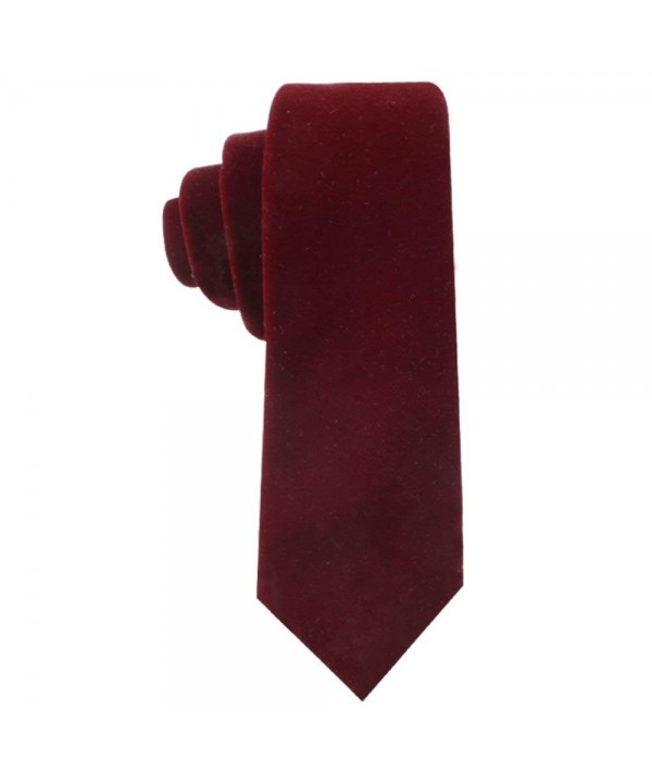 Velvet Wedding Groomsmen Necktie Burgundy