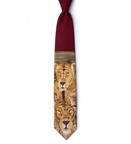 Burgundy Microfiber Tie Lions Necktie