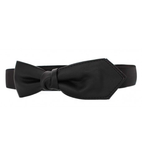 Womens Elastic Leather Solid Bowknot