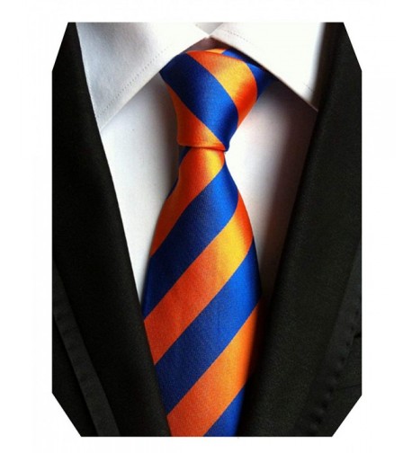 MENDENG Striped Orange Business Necktie