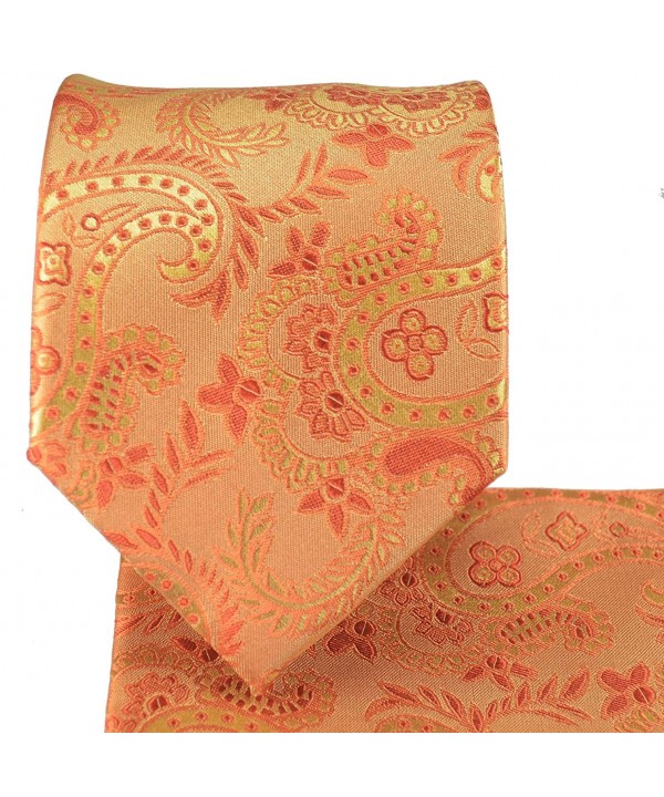 Pocket Square Cufflinks Orange Paisley