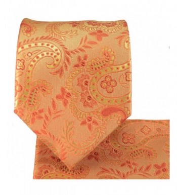 Pocket Square Cufflinks Orange Paisley