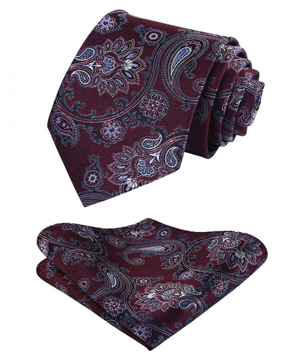 HISDERN Paisley Floral Handkerchief Necktie HISDERN Paisley Floral Handkerchief Necktie