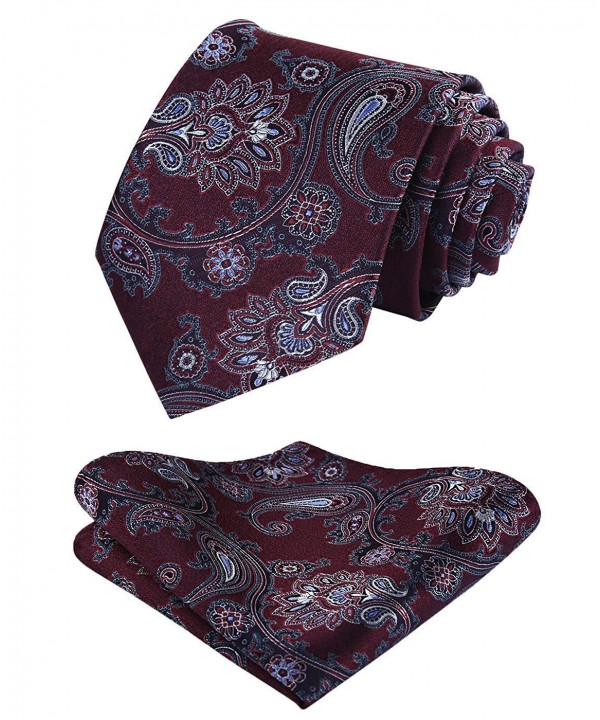 HISDERN Paisley Floral Handkerchief Necktie