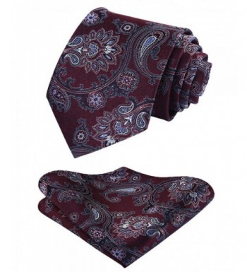 HISDERN Paisley Floral Handkerchief Necktie