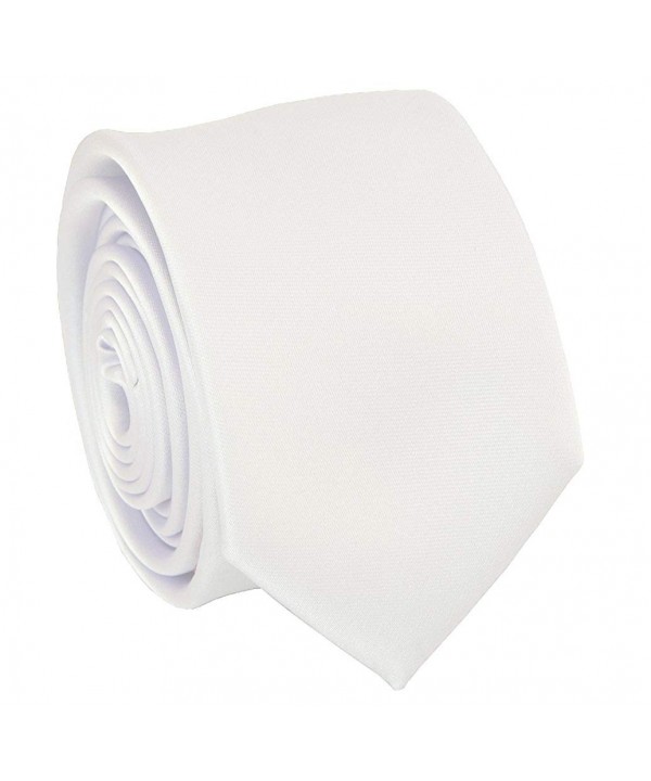 Solid White Slim Tie 2 25