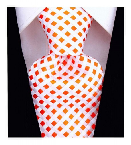 Checkerboard Ties Men Necktie Orange