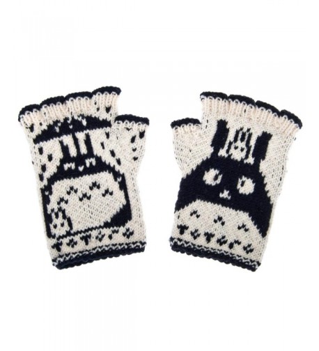 Totoro Fingerless Gloves Black White Size