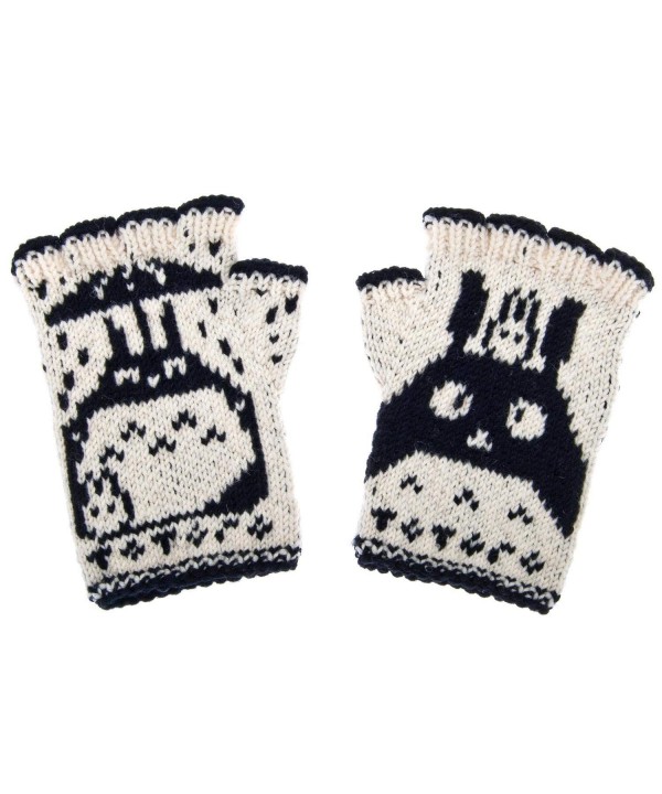 Totoro Fingerless Gloves Black White Size Totoro Fingerless Gloves Black White Size