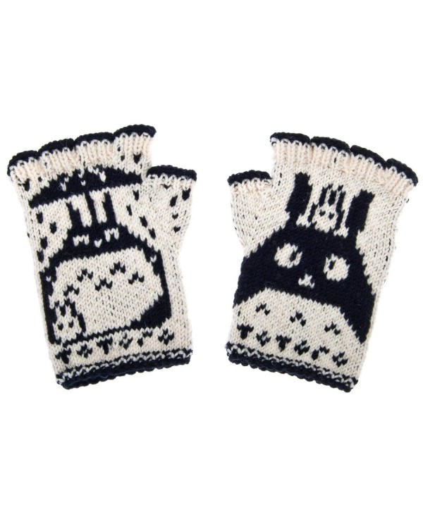 Totoro Fingerless Gloves Black White Size