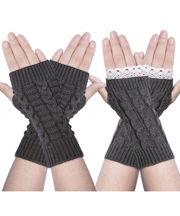 Chalier Fingerless Crochet Thumbhole Warmers