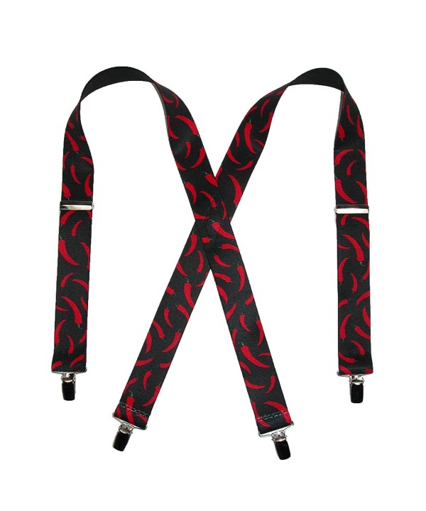 CTM Elastic Clip End Chili Suspenders