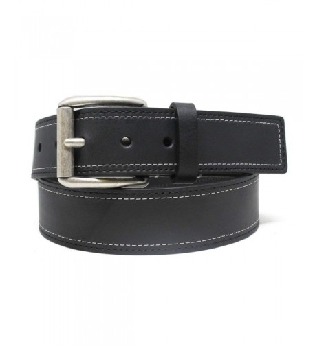 Mens Genuine Leather Contrast Stitched Black