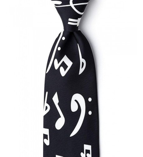 Black Silk Music Notes Necktie