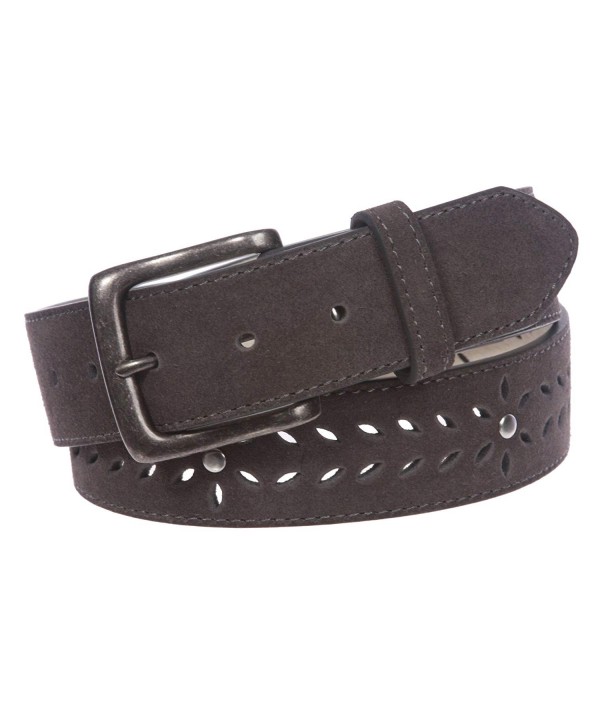 Womens Suede Perforated Studded Leather