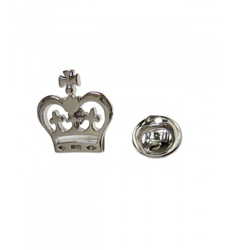 Silver Toned Round Crown Lapel