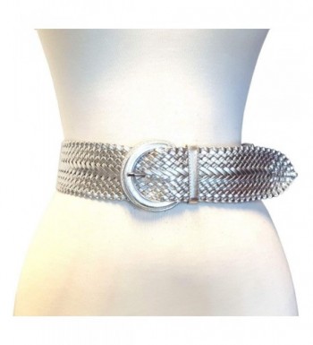Wide Metalllic Braid Belt Silver