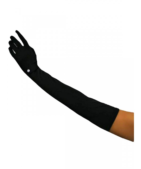 Extra Black Formal Gloves Rhinestones