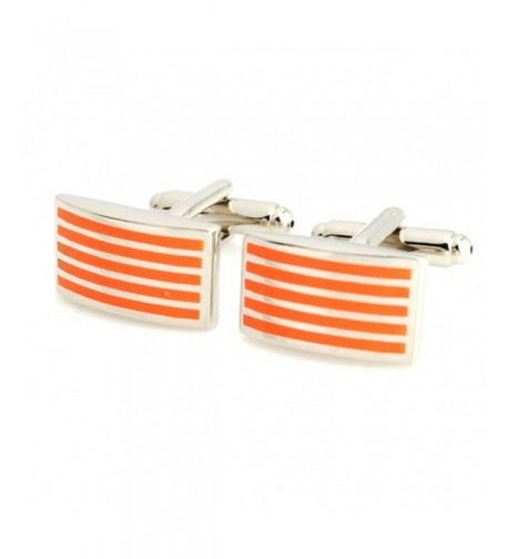 Smart Man Orange Striped Cufflinks