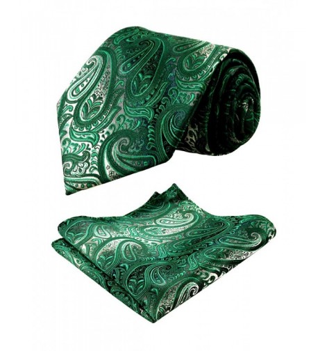 Alizeal Paisley Pocket Square Green