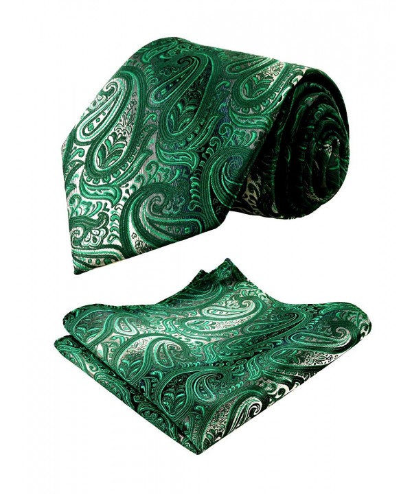 Alizeal Paisley Pocket Square Green