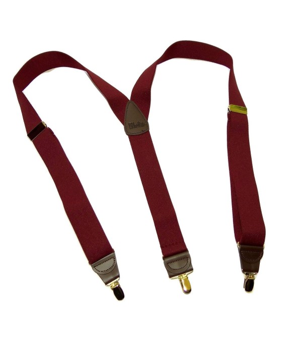 Burgundy suspenders Patented No slip Gold tone