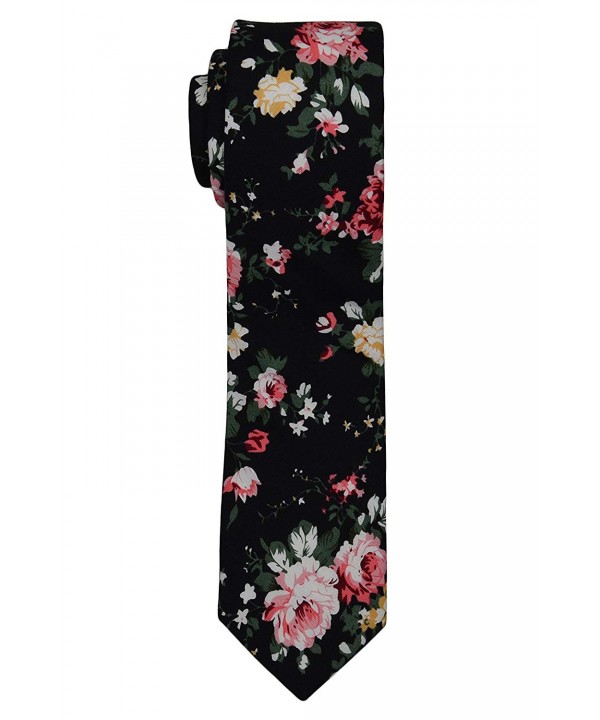 Floral Print Cotton Skinny Necktie