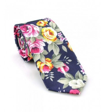 PenSee Necktie Casual Cotton Floral