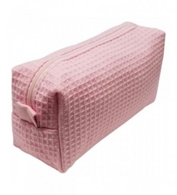 Cotton Waffle Cosmetic Small Pink