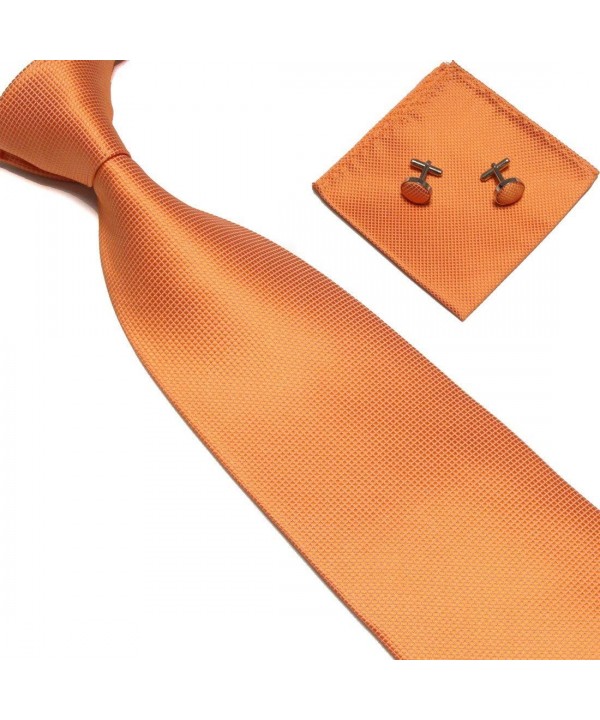 Jacquard Woven Necktie Cufflink Orange