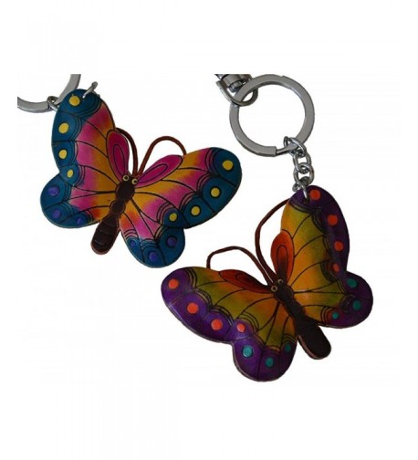 Leather Key chain bag charm Pieces Butterfly