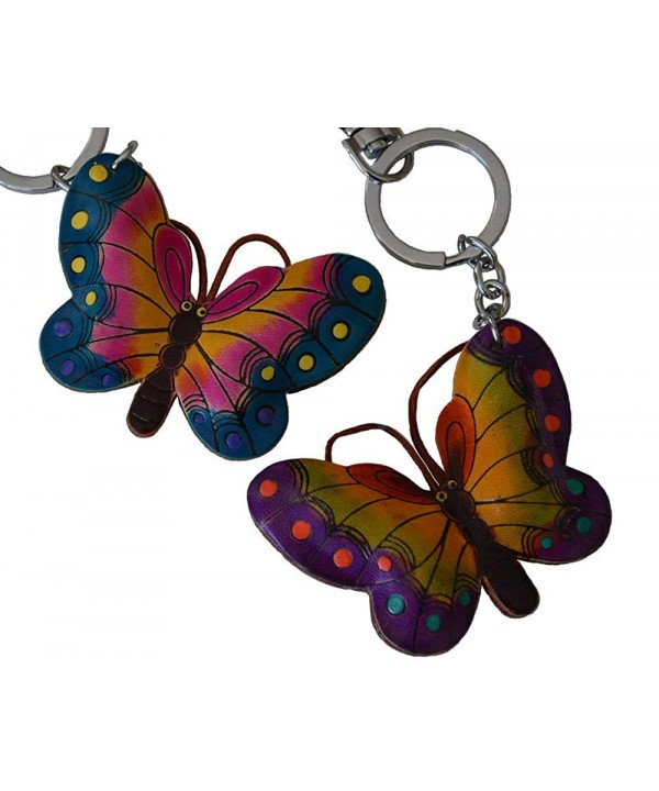 Leather Key chain bag charm Pieces Butterfly