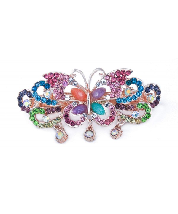 Yeshan Rhinestone Butterfly Barrette Multicolor