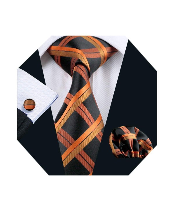 DiBanGu Orange Necktie Pocket Cufflink