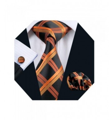DiBanGu Orange Necktie Pocket Cufflink