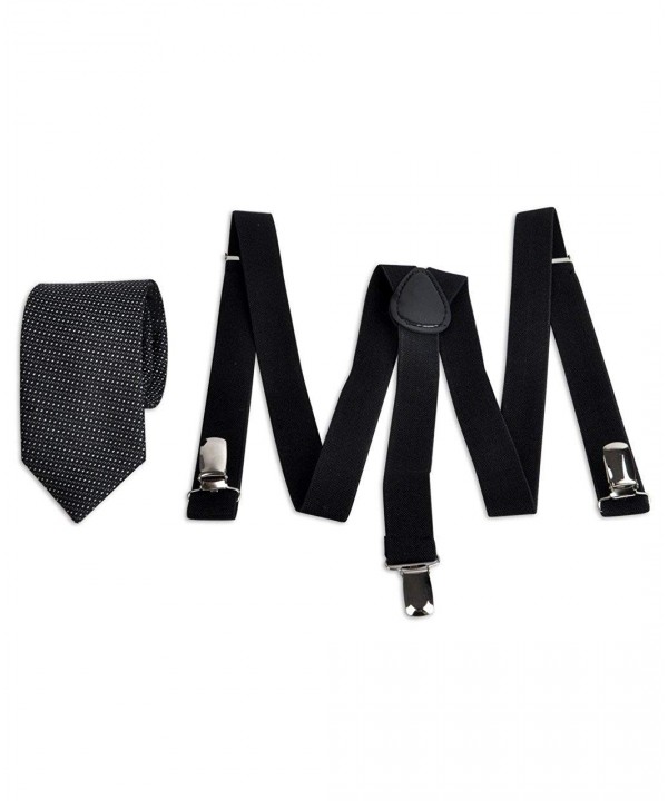 Unisex Design Elastic Suspenders Necktie