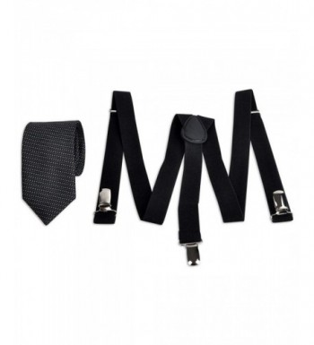 Unisex Design Elastic Suspenders Necktie